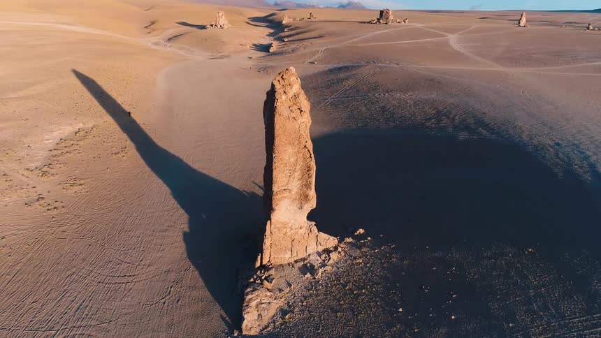 Rock formations are throughout the desert