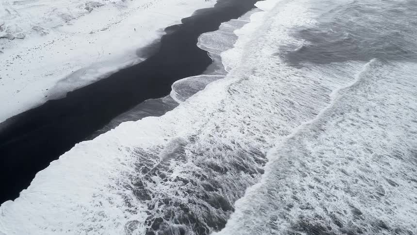 Waves crash on the shore