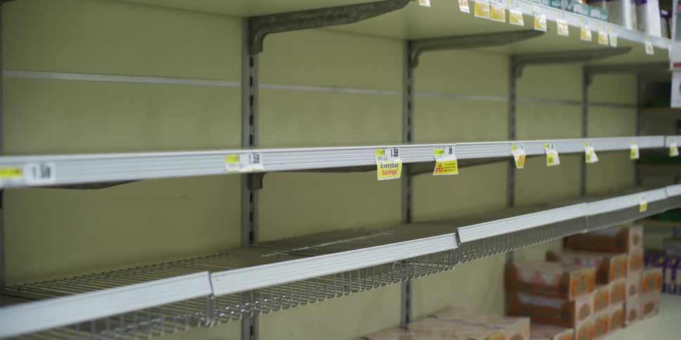 Empty shelves in store