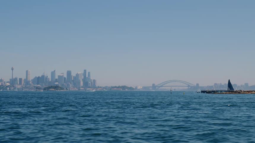 The view is of the ocean and you can see the downtown area