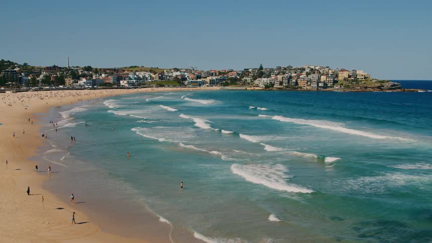 The view is of the ocean and you can see the beach