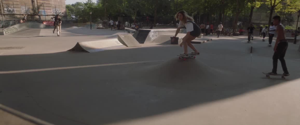 Woman Skateboarding In New York