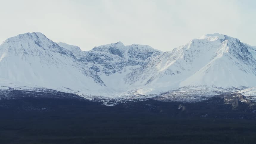 Landscape of snowy mountain range
