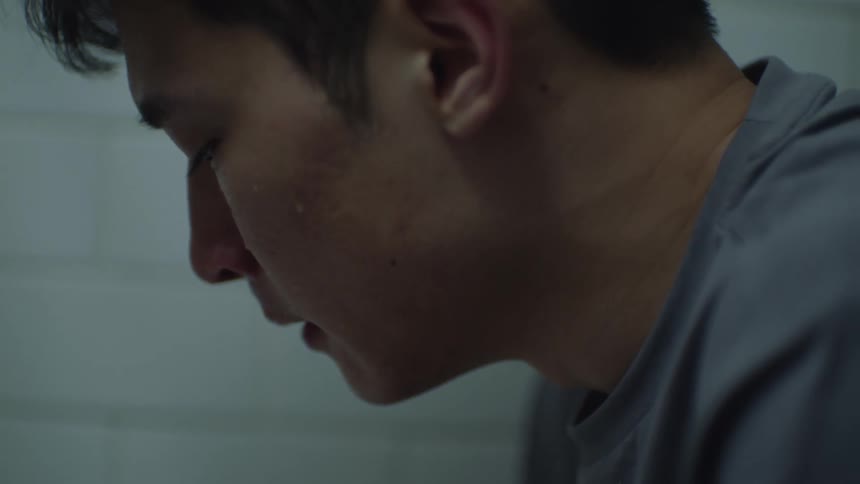 A man washes his face