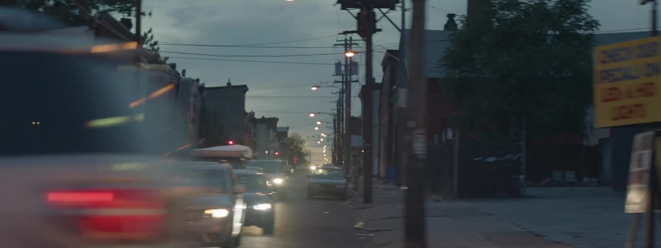 A busy city at night