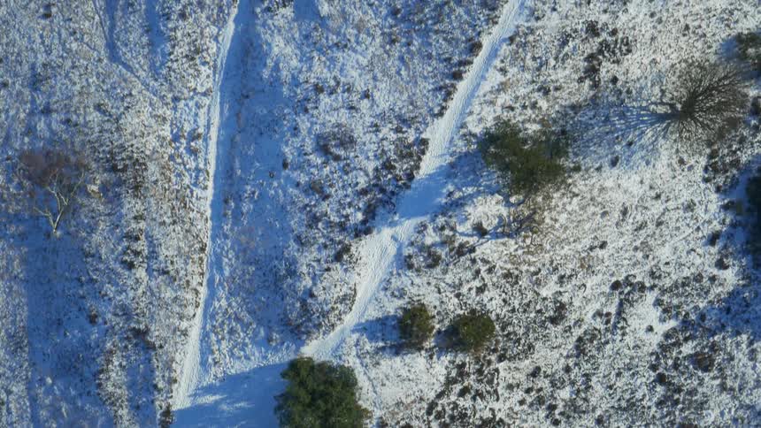 Aerial view of a landscape during the winter