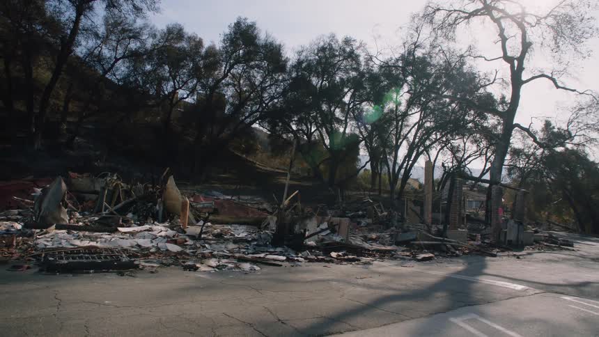 The structure is burned down