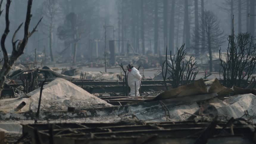 The structure is completely burned down