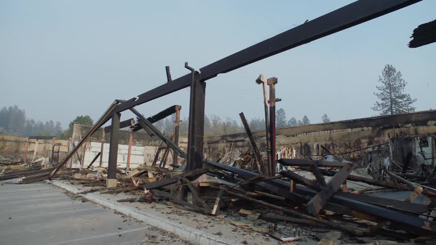 The structure is completely burned down