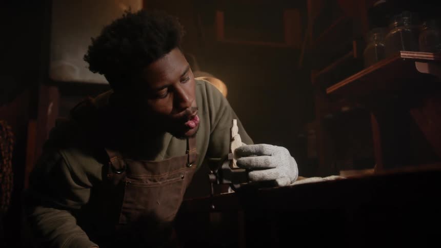 A young black man is using his tools and fixing something