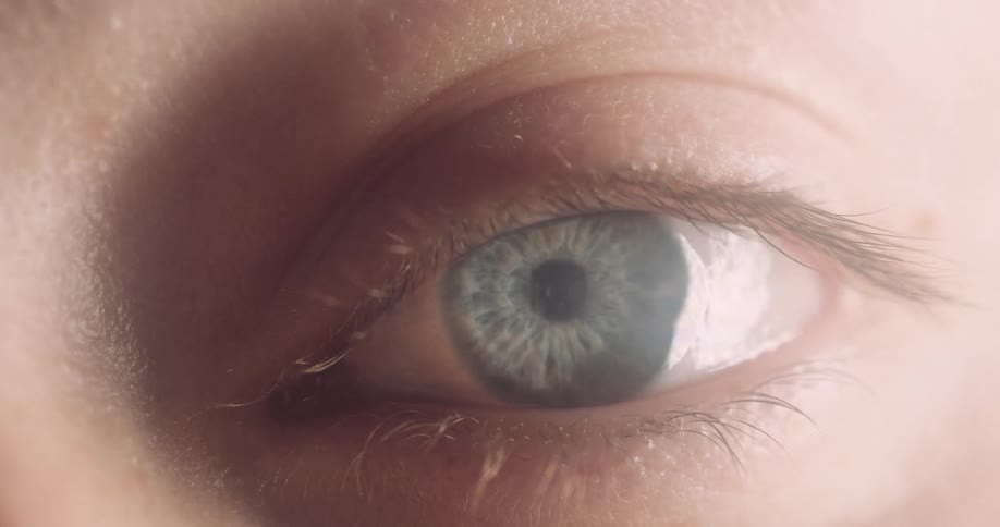 The persons eye is blue