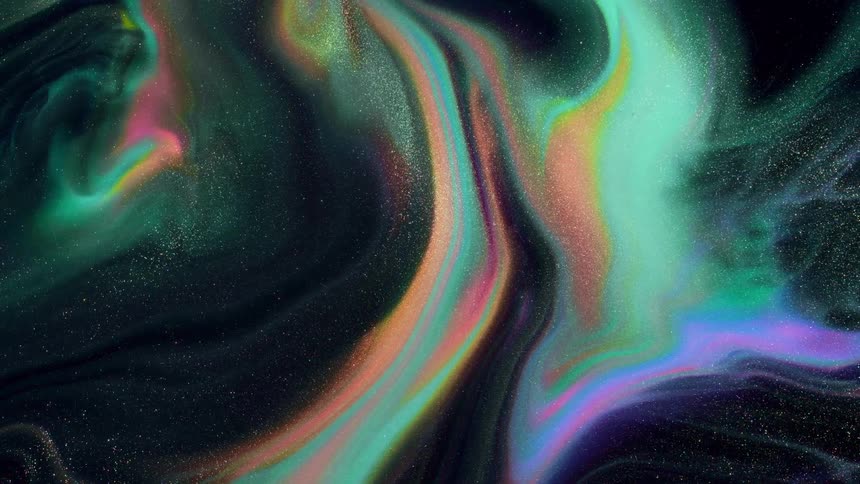 Waves of colors move in an abstract formation across the night sky