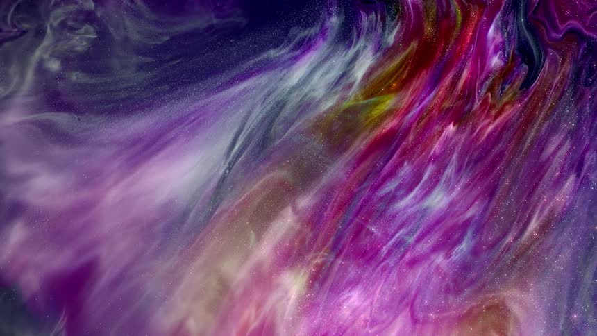 Multiple bright sparkly colors mixed together and slowly moving upward on the frame