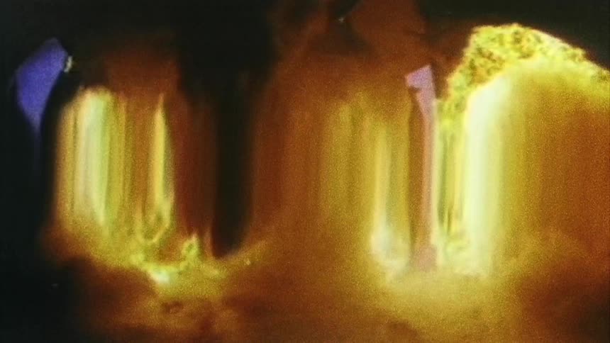 Distorted footage of the fire and flames from the deflagration under a rocket at take off