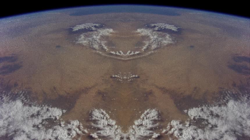 Mirrored view of deserts on planet earth seen from orbit