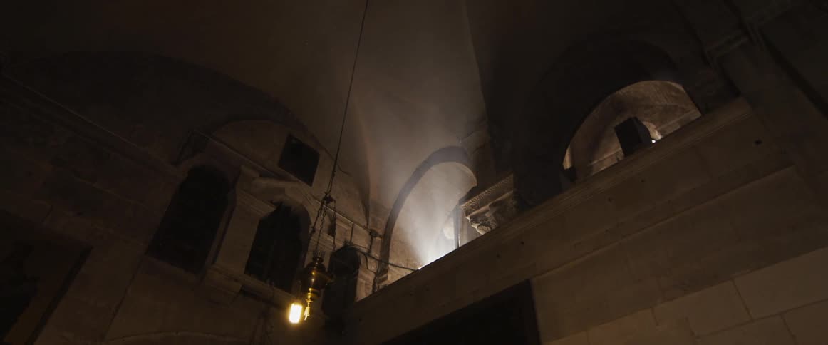 Sunlight filters through church windows
