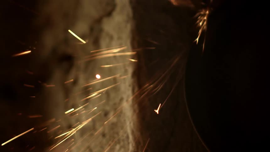 Sparks on the side of a tree