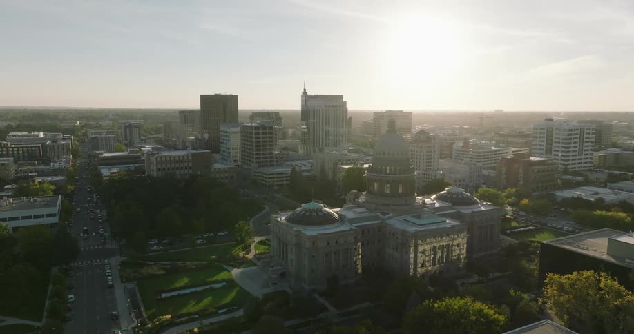 Aerial view of wisconsin state capitol the shining sun