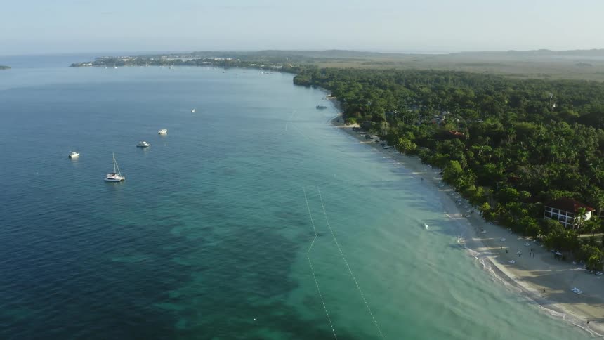 Drone shot of a Jamaican beach