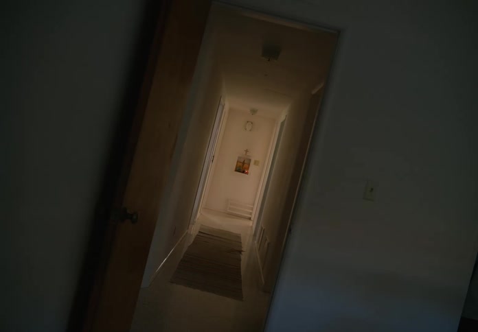 The hallway is empty
