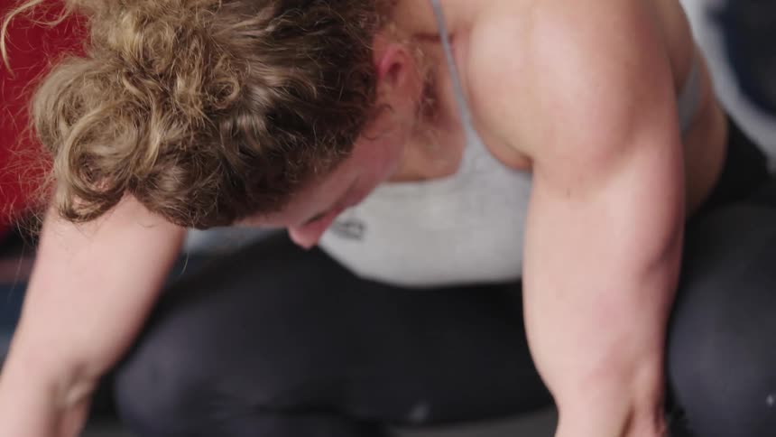 A woman resting after doing some exercise