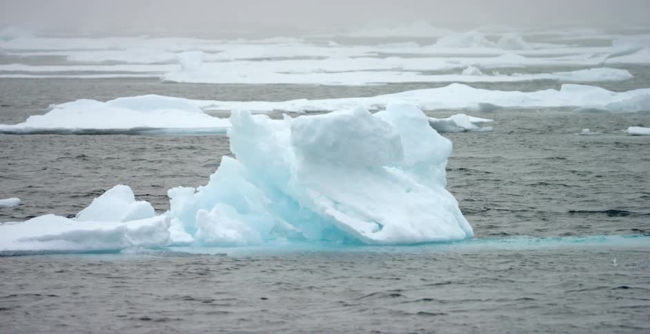 Ice chunks floating in very cold water