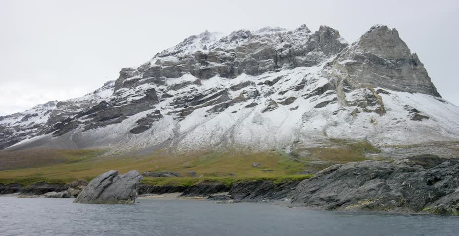 The mountain ahead is covered with snow