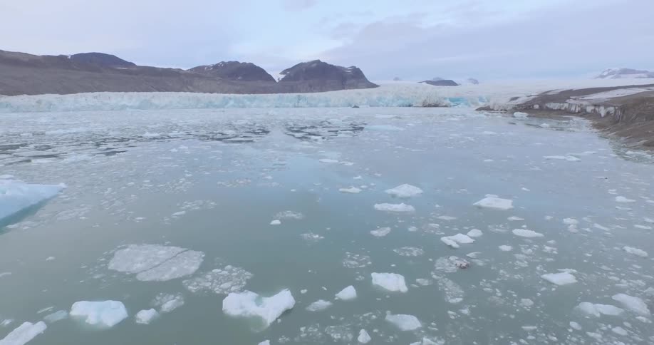 An icy body of water