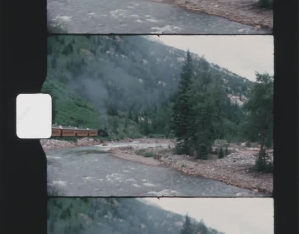 Film footage of a wooded landscape is displayed