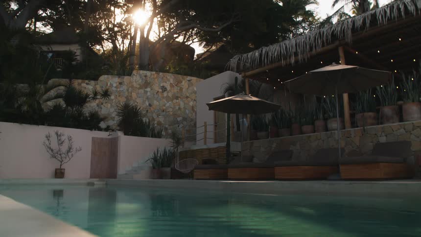 Landscape of swimming pool of a holiday resort