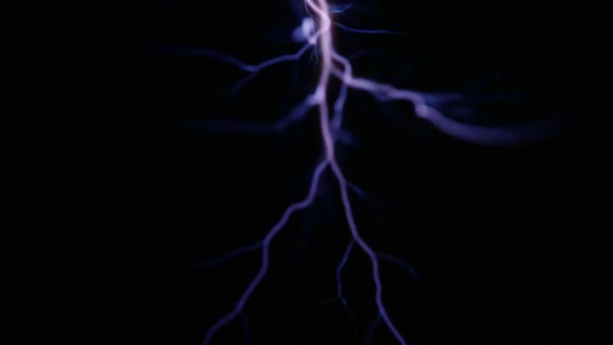 Abstract lightning strike on black background