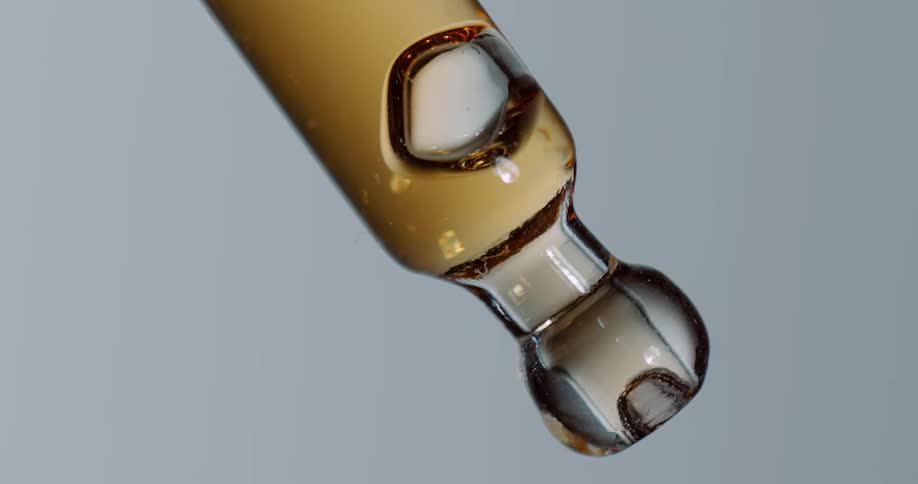 Bubbles move in the glass vial