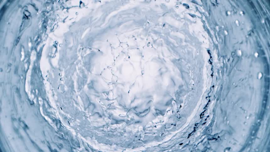 The water moves around in the cylinder
