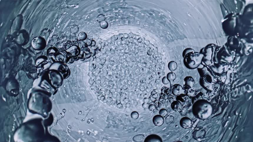 The bubbles move from the center