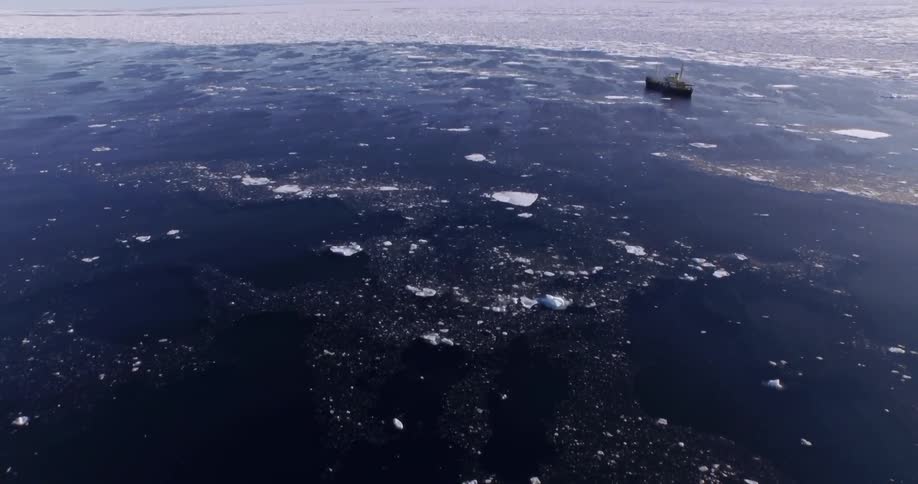 The water below has ice all over