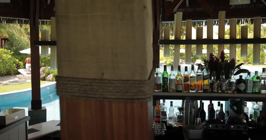 Bottles of alcohol on a bar