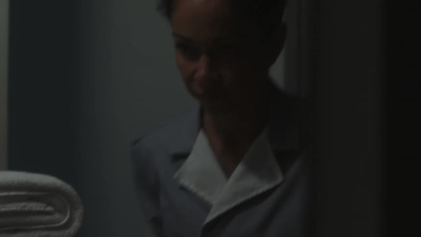 The cleaning lady flails her arms around