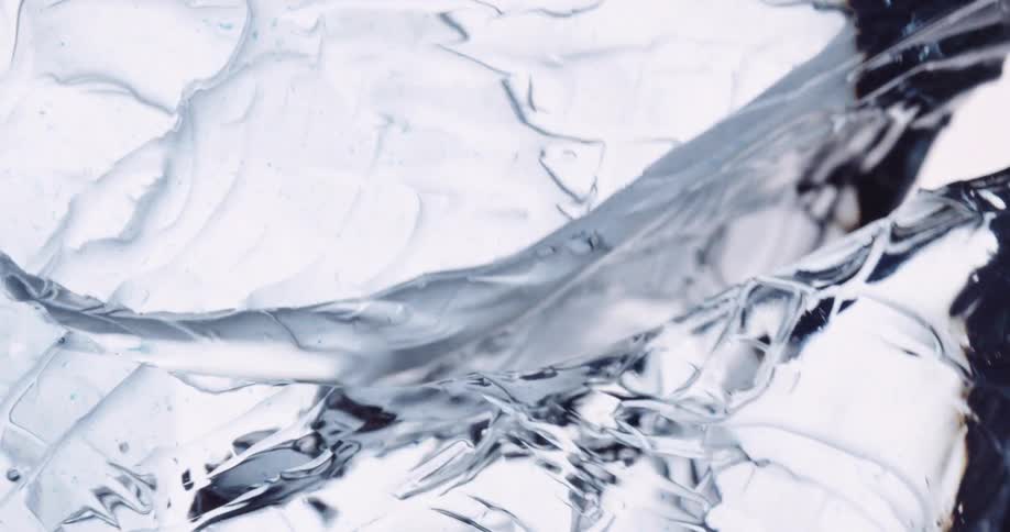 A section of cracked ice turns to snow