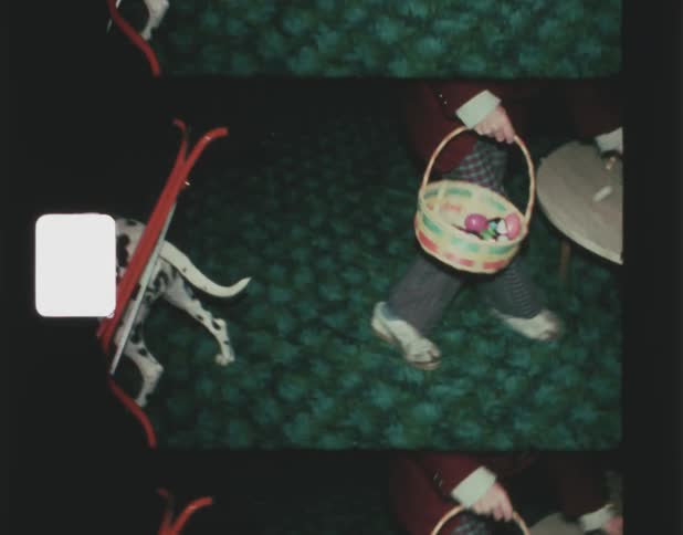 A kid finding eggs on easter