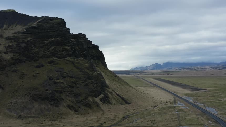An aerial view of a mountain in nature