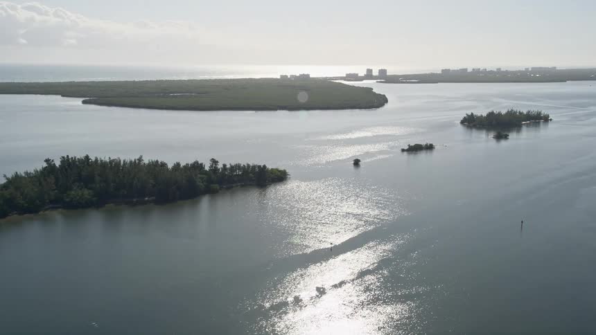 Aerial footage of mangroves in the Indian River of Florida showcasing the natural beauty of the area