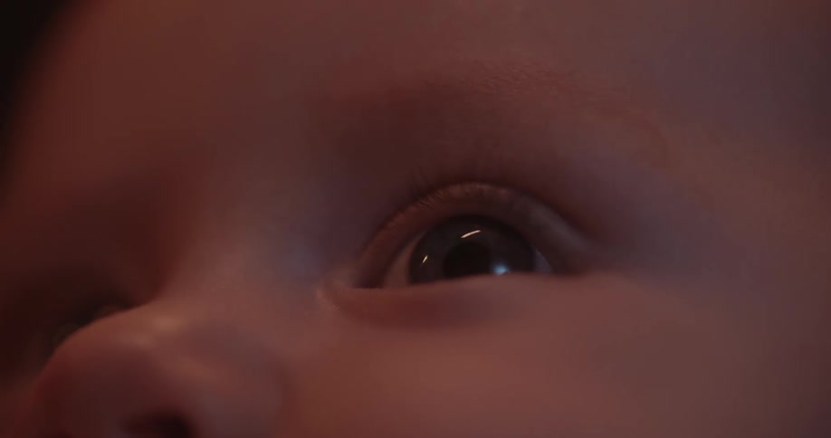 Close up of baby face laughing