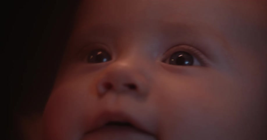 Close up of baby face smiling