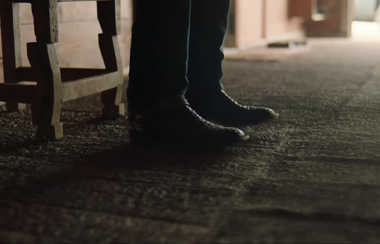 A person is wearing cowboy boots