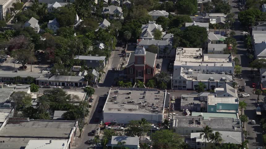 An aerial view of the iconic Key West Chamber of Commerce in sunny Florida