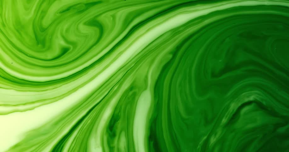 Shades of green mix as a liquid substance blends as stripes turn and move
