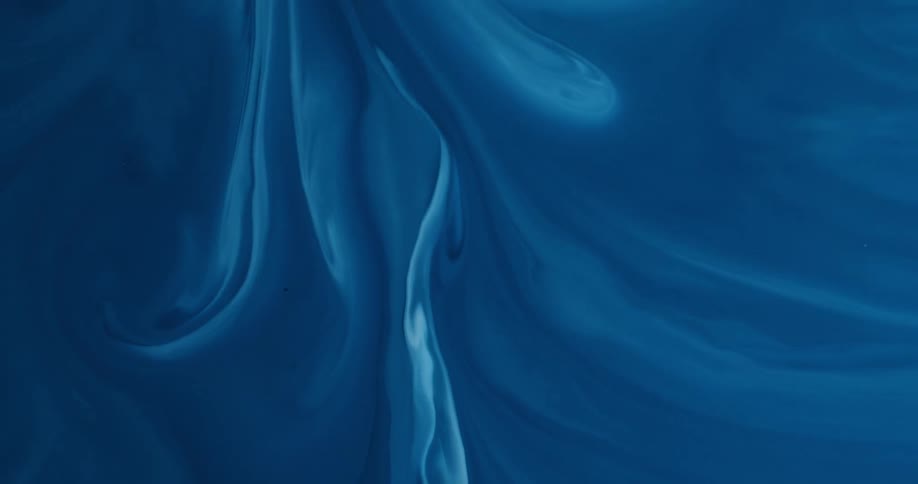 Blue and white paint streaks swirl and flow