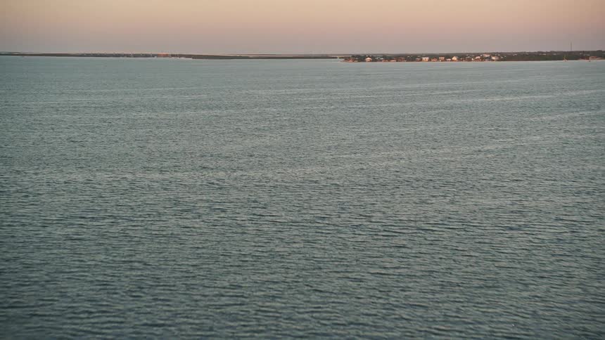 Aerial view of mangroves and a bay at sunset in Key Largo Florida