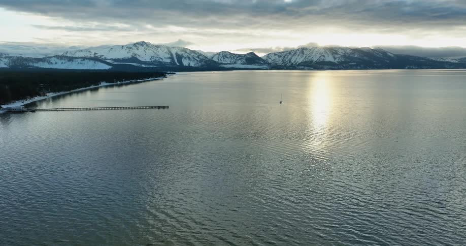 Aerial view of a boat on the ocean water