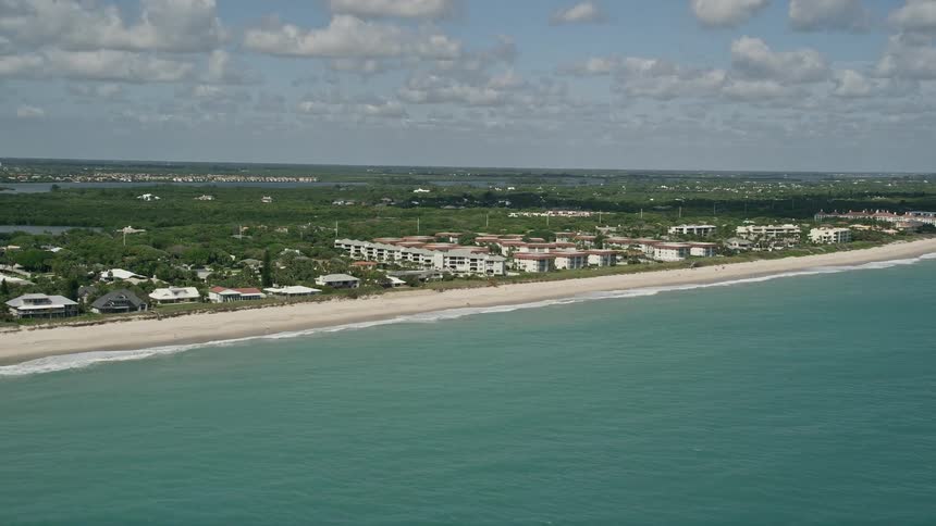 A breathtaking aerial footage of beach side condominium complex at Vero Beach Florida